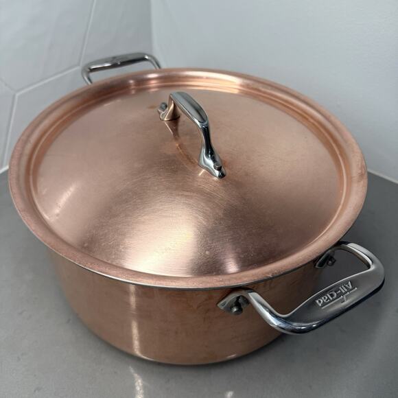 All Clad Copper C2 8 Quart Stock Pot Pan & Lid Cookware Steel Lining - Picture 6 of 14